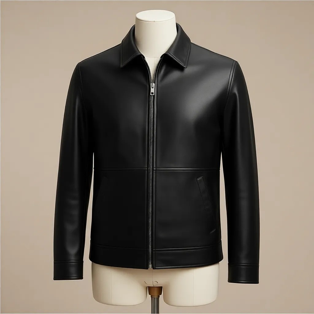 Baselco Premium Slim Fit Fermuarlı Basic Deri Ceket görsel 3