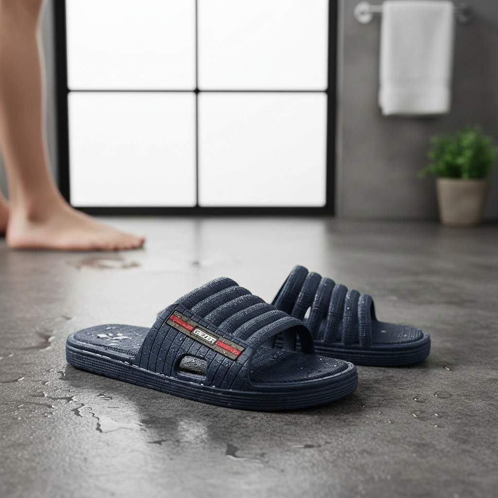 Gezer Yazlık Erkek Banyo Bahçe, Plaj Kaydırmaz Islak Zemine Uygun Terlik görsel 8