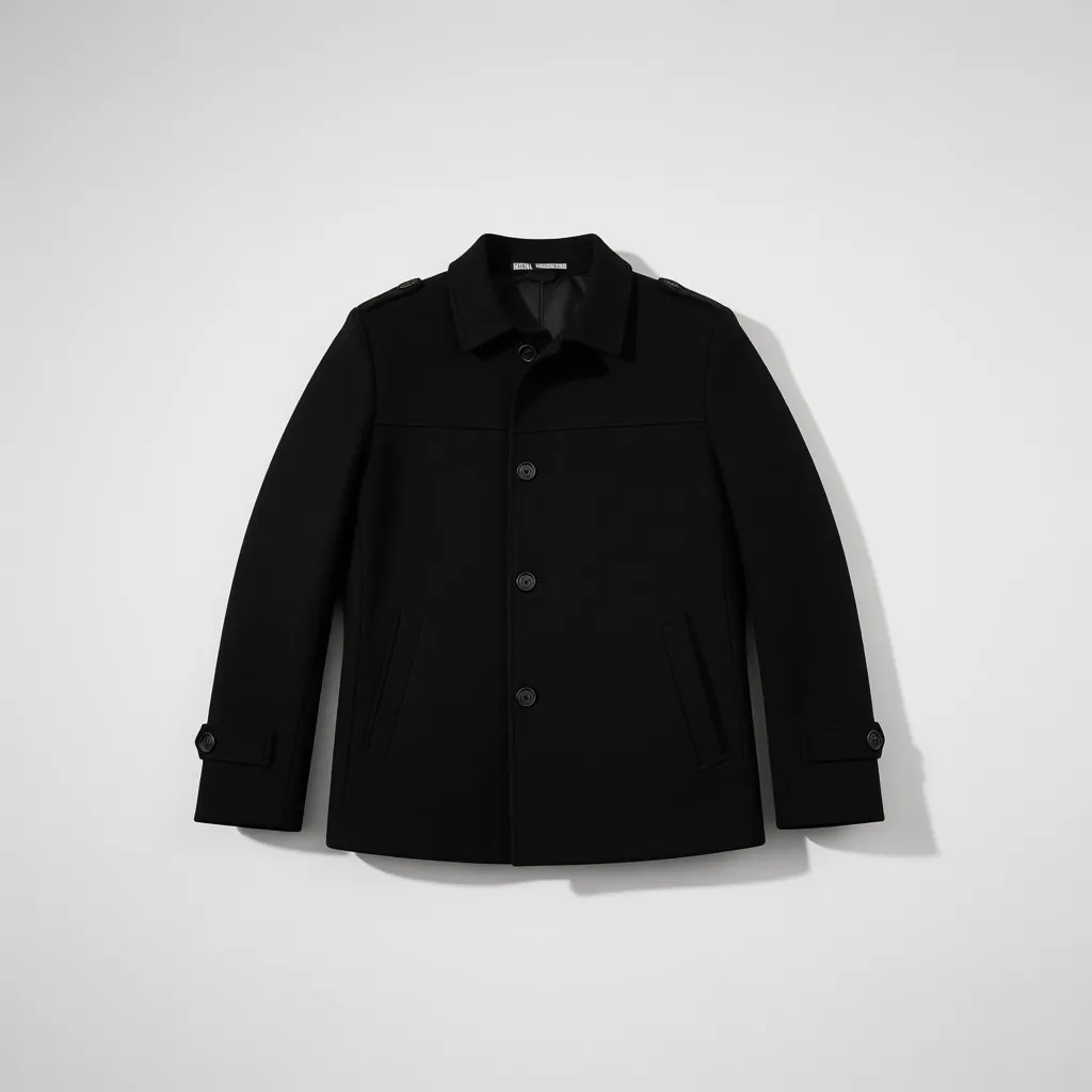 Gm Giyimarket Wish Klein Erkek Slim Fit Kısa Kaşe Kaban Siyah Uzun Kol Dokuma Malzeme ile Şık Tasarım