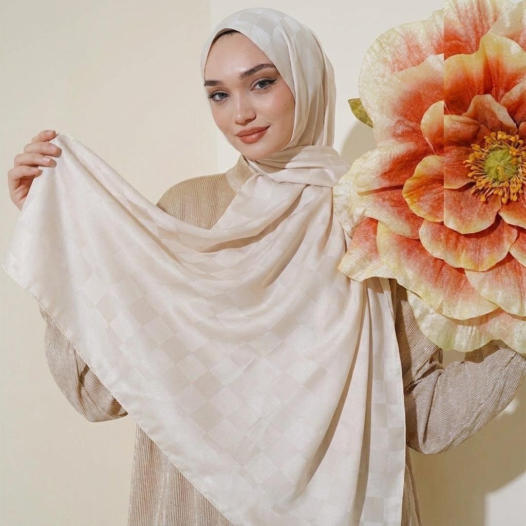 Revam Collection Dama Desen Ipeksi Jakar Şal görsel 3