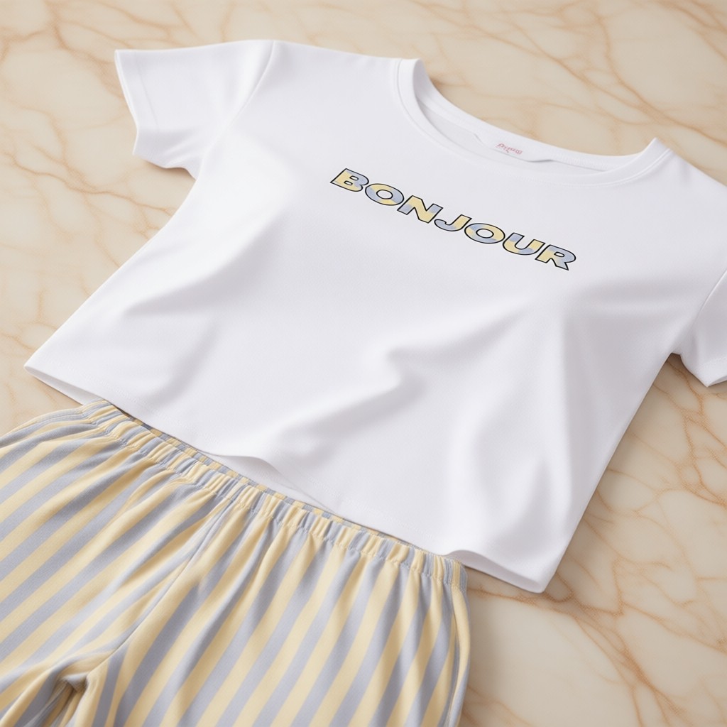 Penti Ent Bonjour Kapri Çizgili Kısa Kollu Pijama Takımı görsel 7