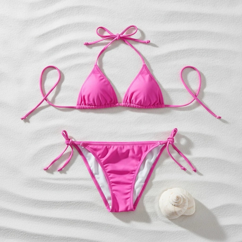 Bonbon Kadın Plaj Giyim Fuşya Bikini Takım BB2596 görsel 2