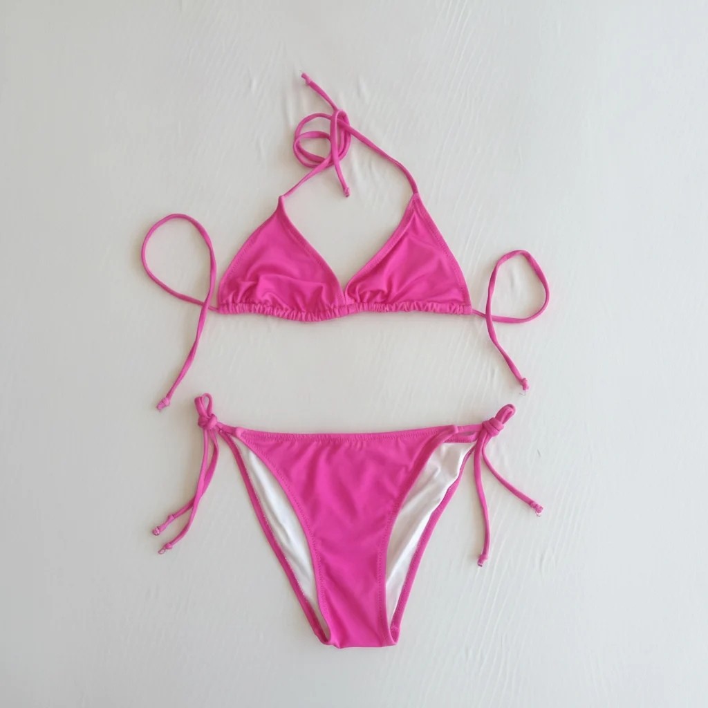 Bonbon Kadın Plaj Giyim Fuşya Bikini Takım BB2596 görsel 4
