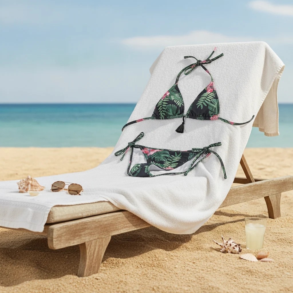 Bonbon Kadın Plaj Giyim Yeşil Desenli Bikini Takım BB2637 görsel 3