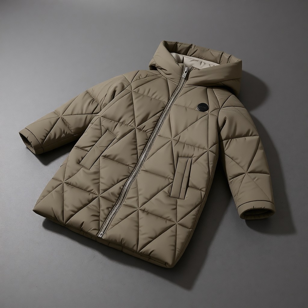Benitto Kids Kız Çocuk 22BNT51251 Haki Kaban Uzun Kol Oversize Kış Sezonu Su İtici Özellik görsel 4