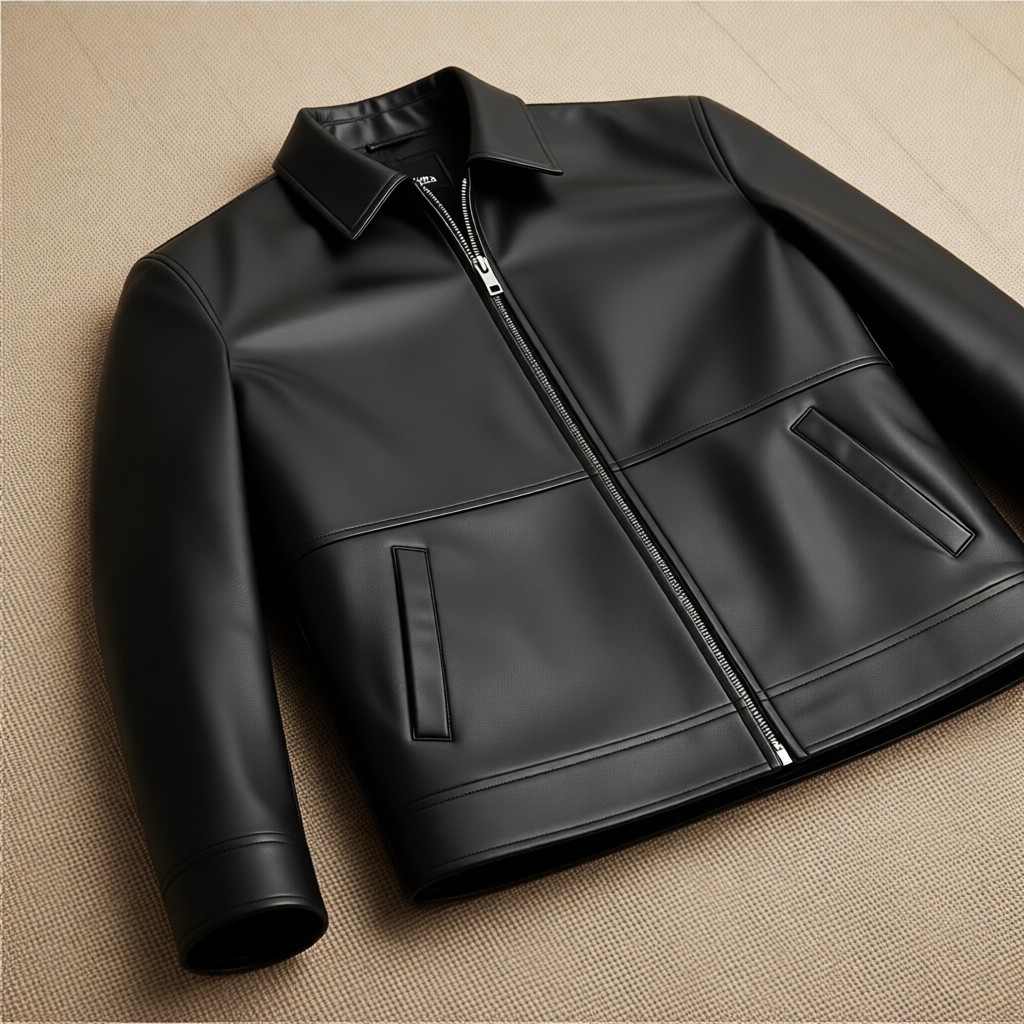 Baselco Premium Slim Fit Fermuarlı Basic Deri Ceket görsel 4