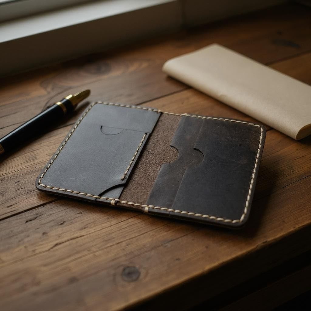 1001 Eagleather Hakiki Deri Kartlık ve Cüzdan (Kestane)