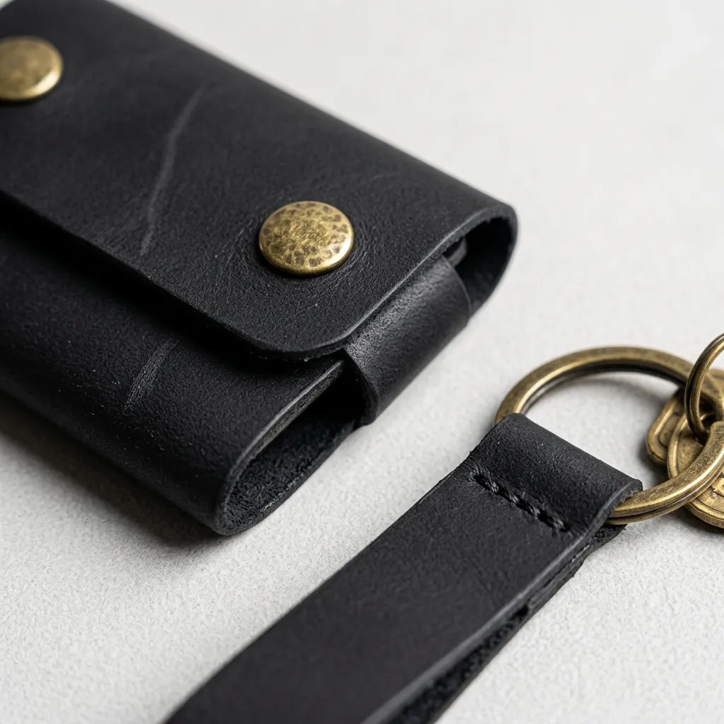 Late Bag %100 Hakiki Deri El Yapımı Mini Kartlık ve Anahtarlık Seti - Minimalist Unisex Cüzdan 6x9 cm görsel 2