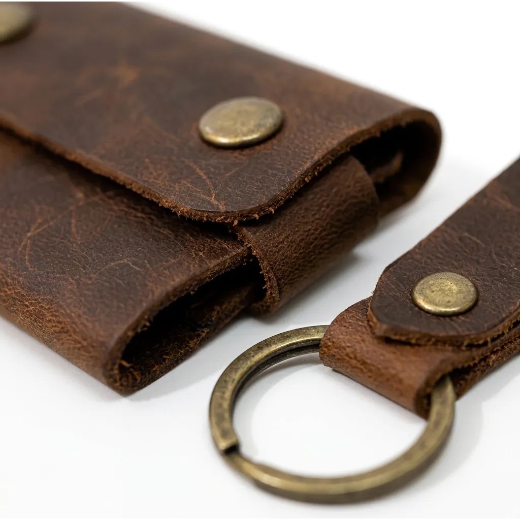 Late Bag %100 Hakiki Deri El Yapımı Mini Kartlık ve Anahtarlık Seti - Minimalist Unisex Cüzdan 6x9 cm görsel 8