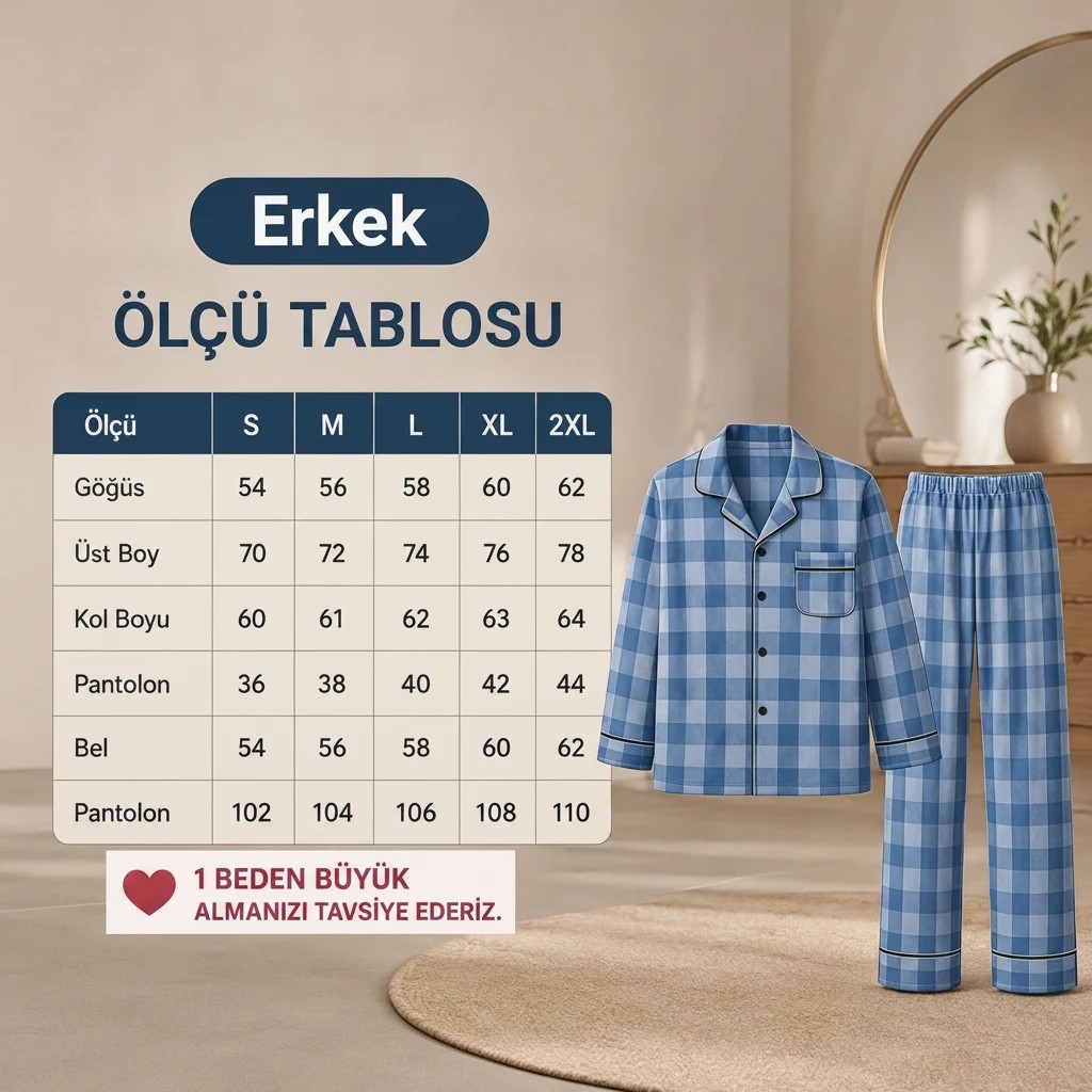 Bonbon Erkek Pamuklu Yakası Düğmeli Cepli Hediyelik Bohçalık Ve Çeyizlik Lacivert Renk Pijama Takımı AL007 V1 görsel 8