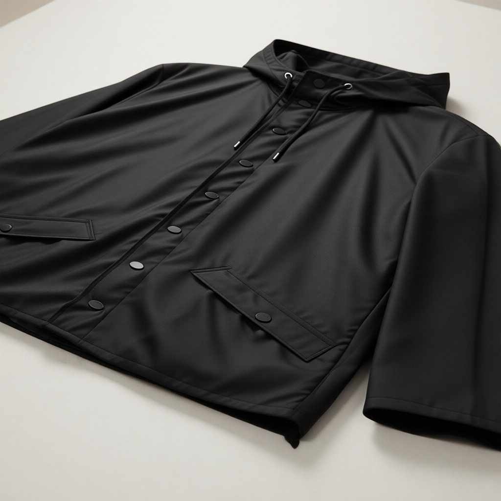 Rains Kadın Siyah Düz Desenli Yağmurluk Waterproof M Beden Ekstra Cep ile Şık Tasarım görsel 7