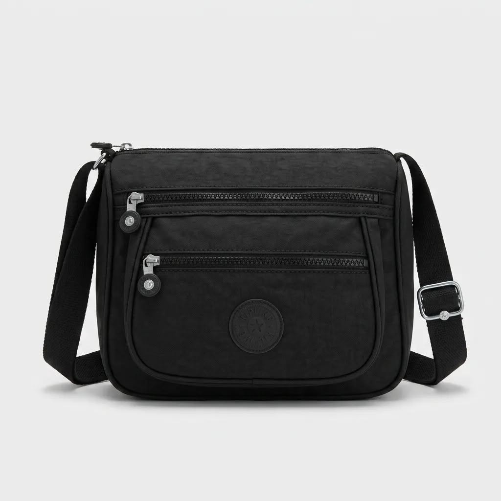 Aksiyon Global Kadın Siyah Paraşüt Kumaş 4 Gözlü Omuz ve Çapraz Askılı Günlük Çanta 24X20 cm - Lisinya görsel 3