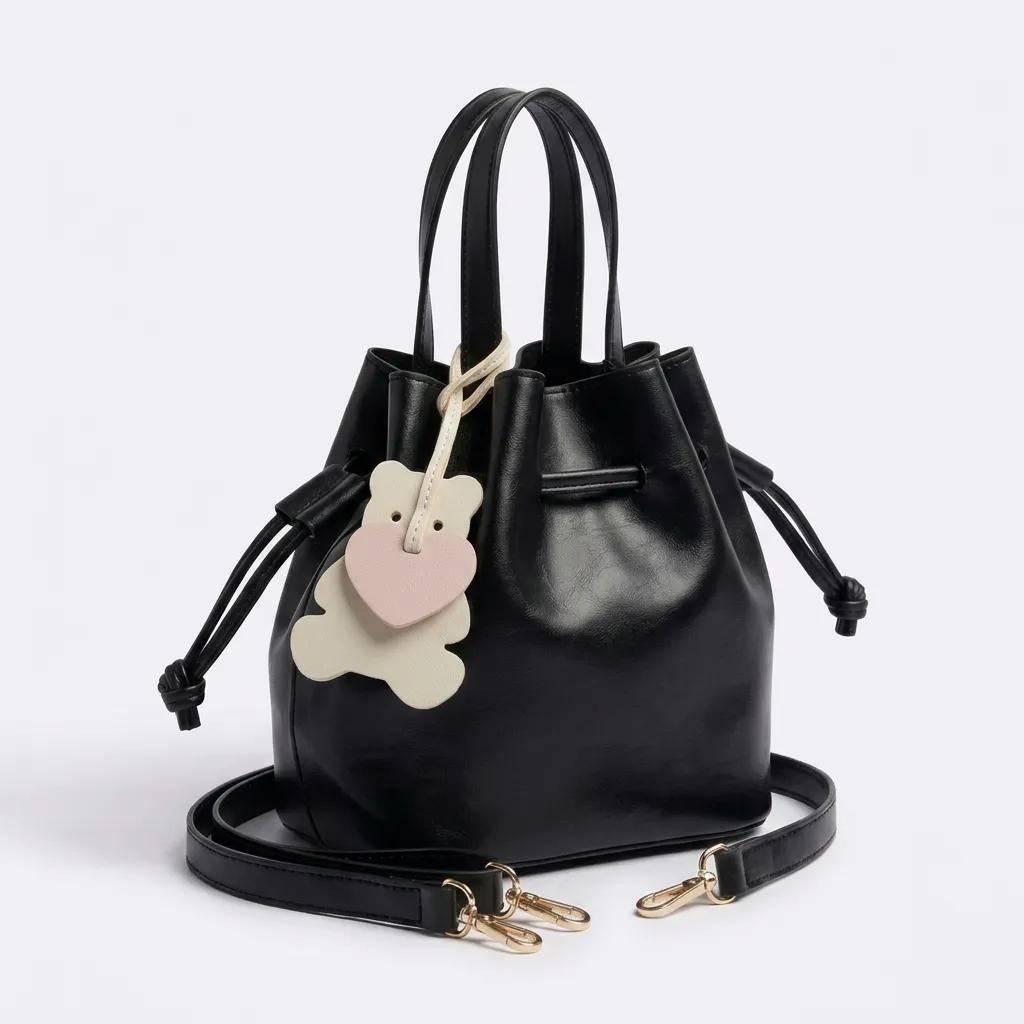 Aksiyon Global Ayıcık Detaylı Siyah Bucket Çanta - Lisinya görsel 5