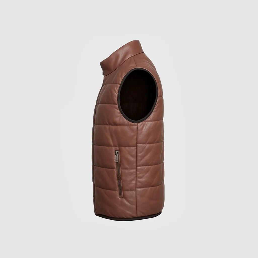 Togo Kahverengi Erkek Klasik Deri Yelek [TG810060] görsel 3