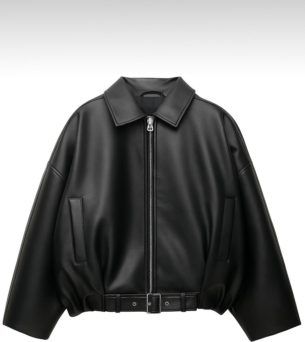 Moda Armanc Kadın Oversize Bomber Suni Deri Ceket | Yeni Sezon Kemerli Biker Ceket