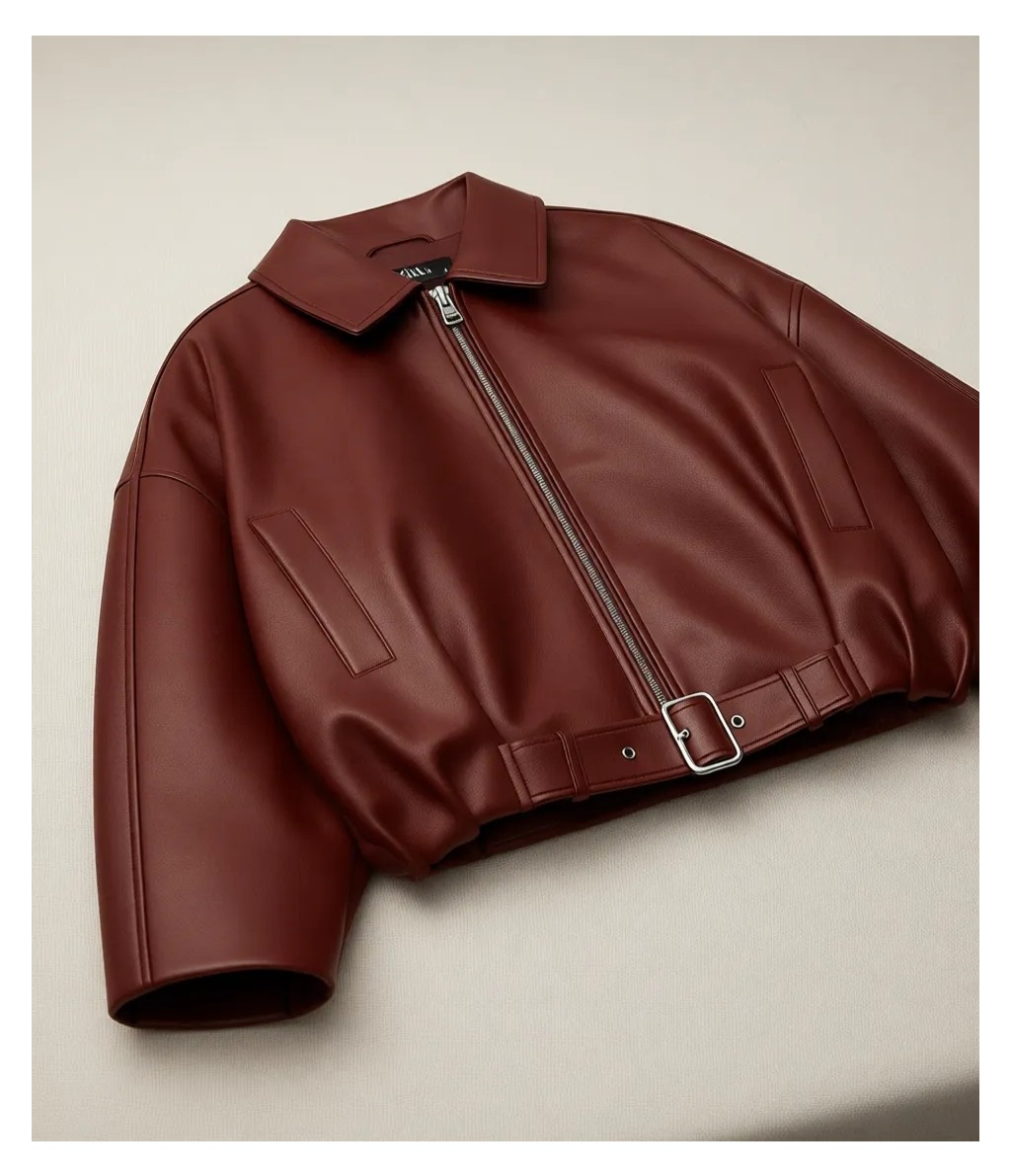 Moda Armanc Kadın Oversize Bomber Suni Deri Ceket | Yeni Sezon Kemerli Biker Ceket görsel 7
