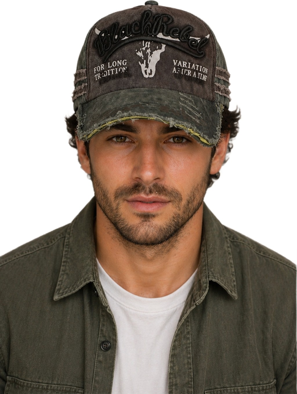 CosmoOutlet Erkek Vintage Eskitme Şapka Black Rebel Nakışlı Ayarlanabilir Tokalı Baseball Cap