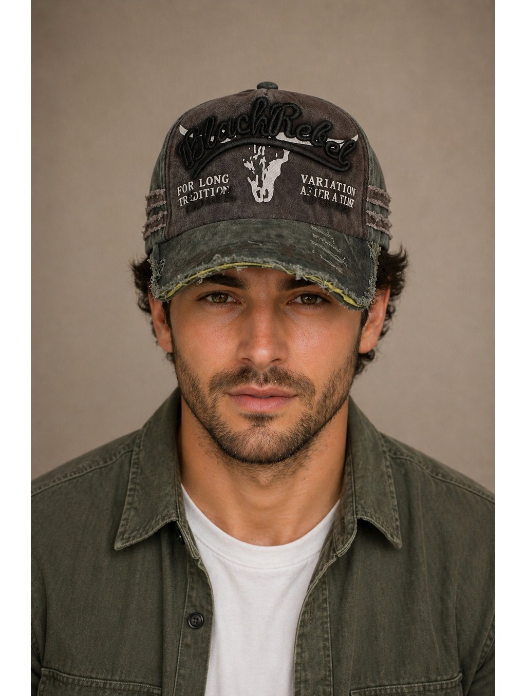 CosmoOutlet Erkek Vintage Eskitme Şapka Black Rebel Nakışlı Ayarlanabilir Tokalı Baseball Cap görsel 8