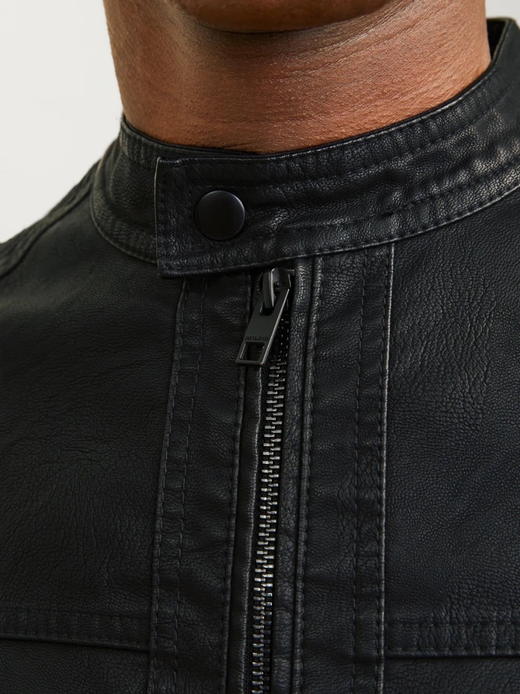 Jack & Jones Jjwarner Erkek PU Deri Mont Siyah Uzun Kollu Düz Desenli XL Standart Fit görsel 7