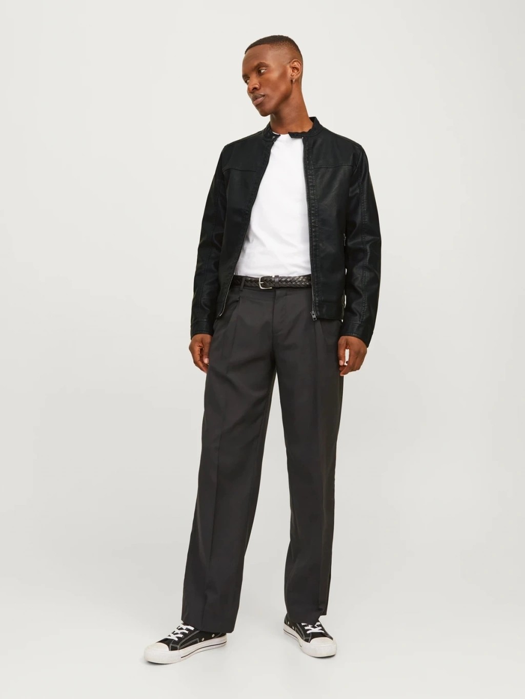 Jack & Jones Jjwarner Erkek PU Deri Mont Siyah Uzun Kollu Düz Desenli XL Standart Fit görsel 8