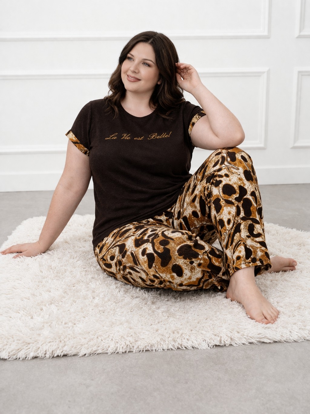 Flz Büyük Beden Battal Yazlık Modal Pamuk Kısa Kol Pijama Dowry B08-62 görsel 2