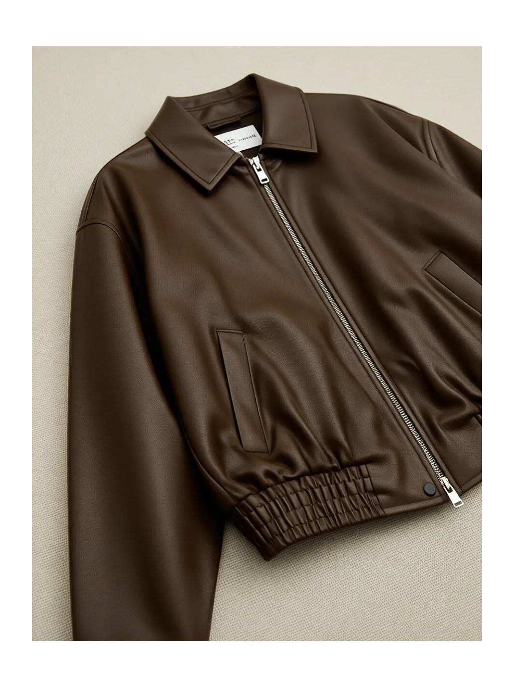Çerme Vintage Kadın Oversize Siyah Deri Ceket görsel 8