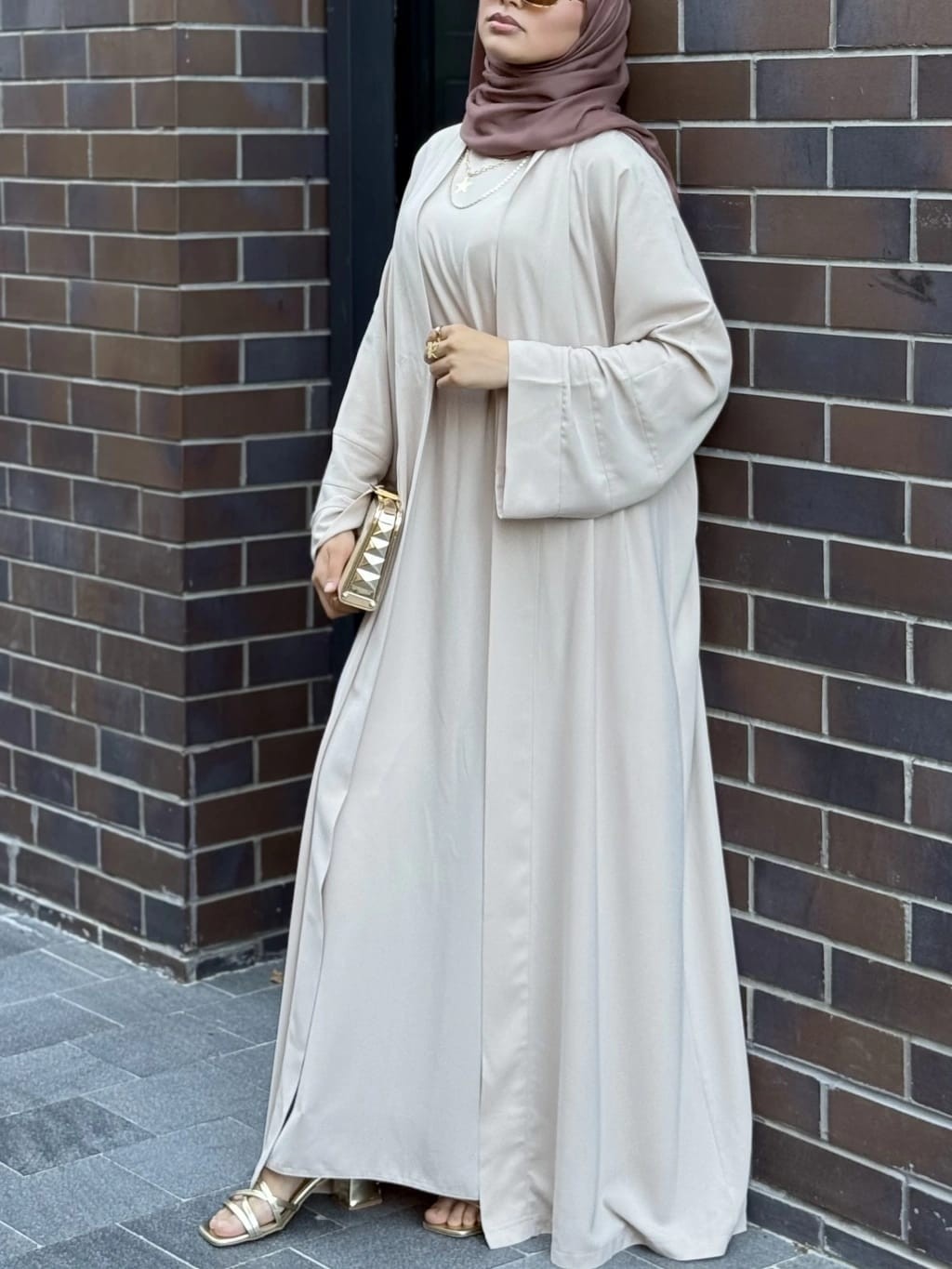 Zeynep Uyanık Klasik Krep Ikili Abaya Takım görsel 2