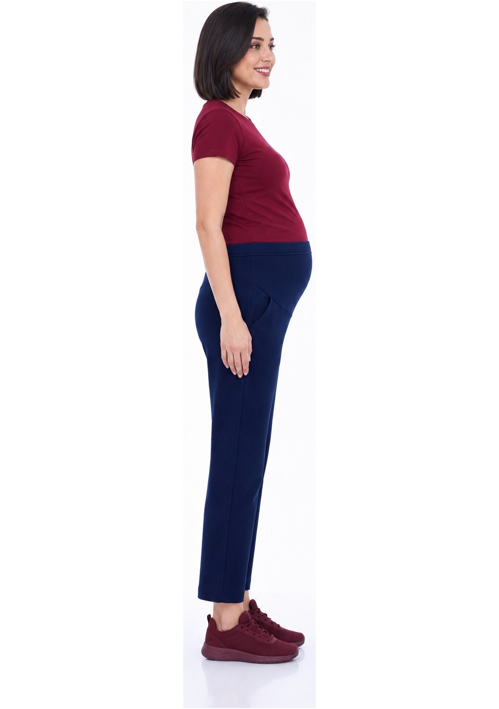 BirBal Butik Hamile Giyim Bel Ayarlanabilir Bilek Boy Iki Iplik Lycra Penye Pantolon görsel 6