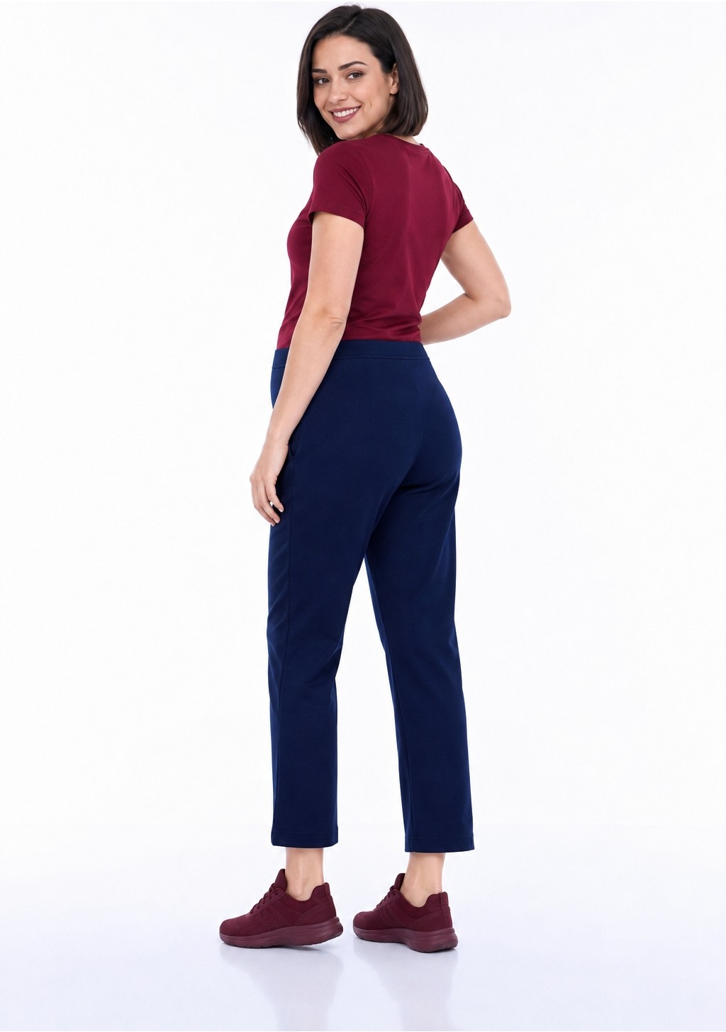 BirBal Butik Hamile Giyim Bel Ayarlanabilir Bilek Boy Iki Iplik Lycra Penye Pantolon görsel 7