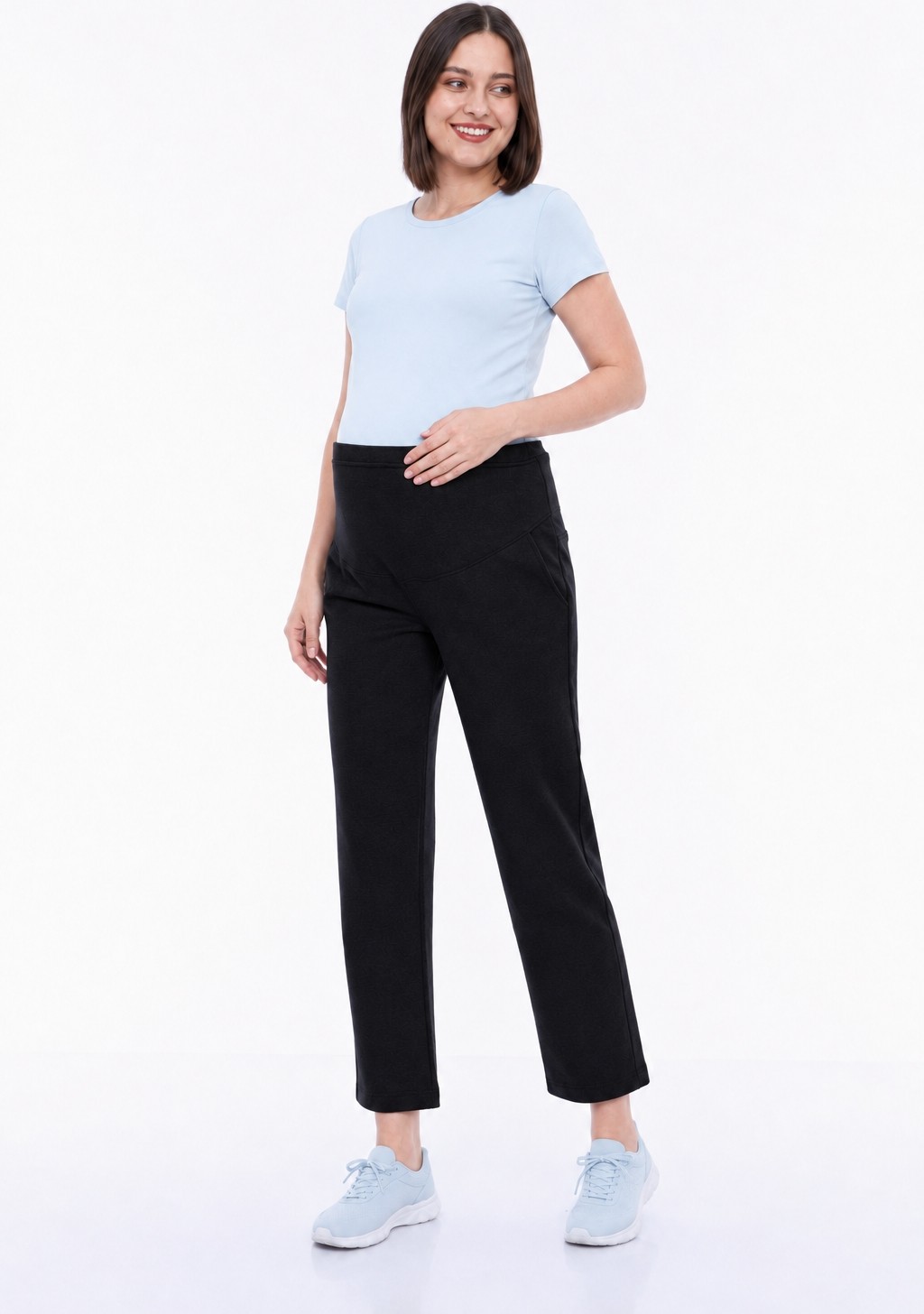BirBal Butik Hamile Giyim Bel Ayarlanabilir Bilek Boy Iki Iplik Lycra Penye Pantolon