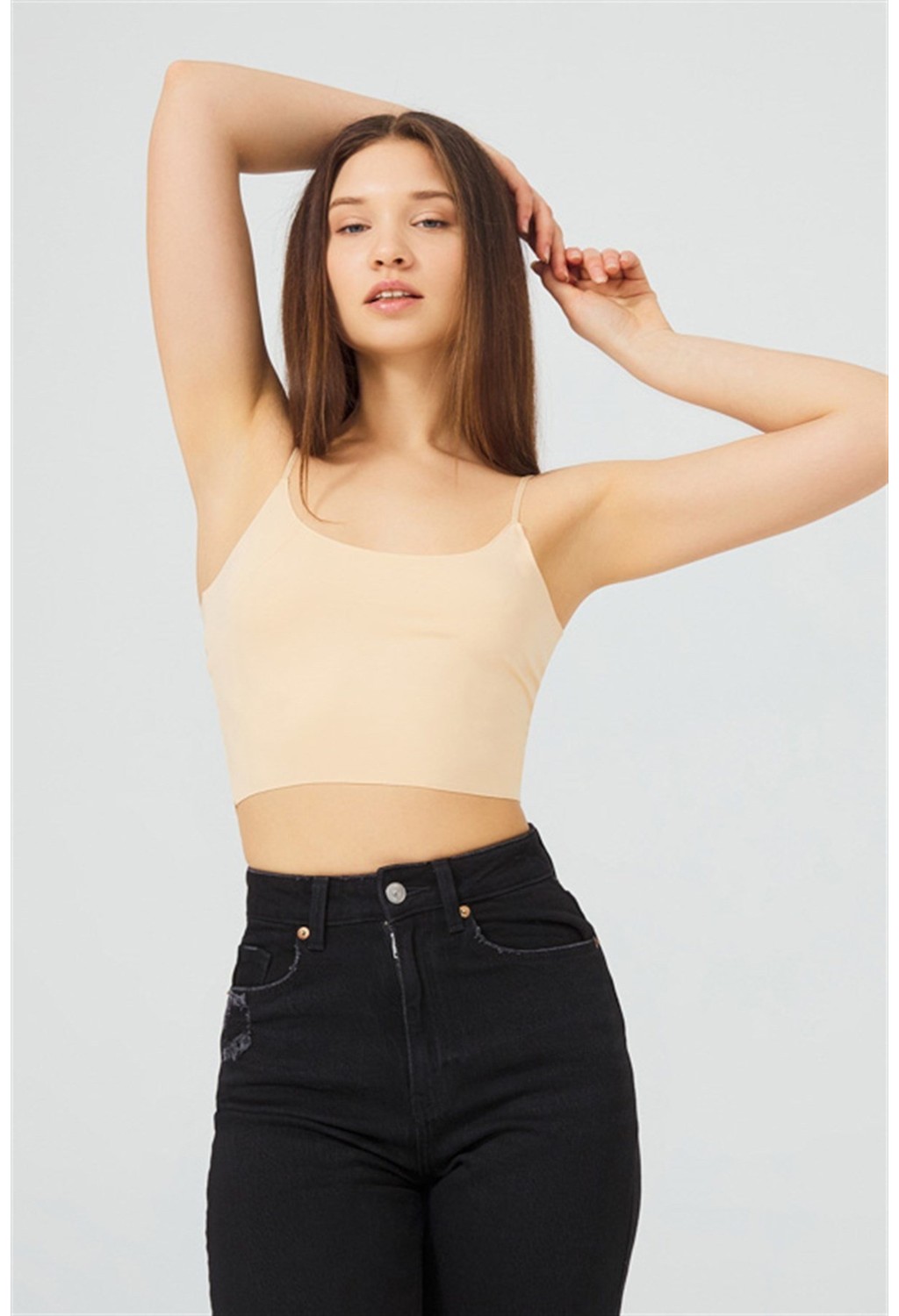 Cottonhill Ayarlanabilir Ince Askılı Lazer Kesim Crop Büstiyer 3'lü Paket-7 görsel 4