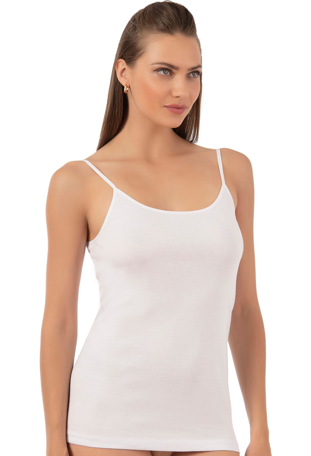 Özkan Underwear Özkan 0107 Kadın %100 Pamuklu Ribana Esnek Rahat İp Askılı Örme Atlet görsel 4