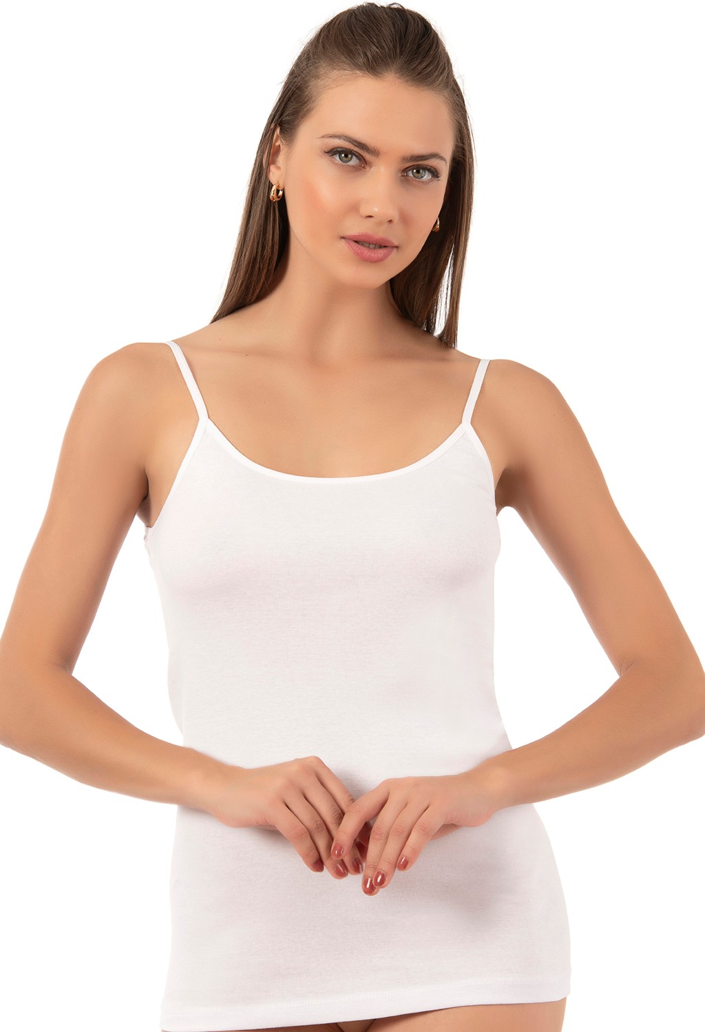 Özkan Underwear Özkan 0107 3'lü Paket Kadın %100 Pamuklu Ribana Esnek Rahat İp Askılı Örme Atlet görsel 8