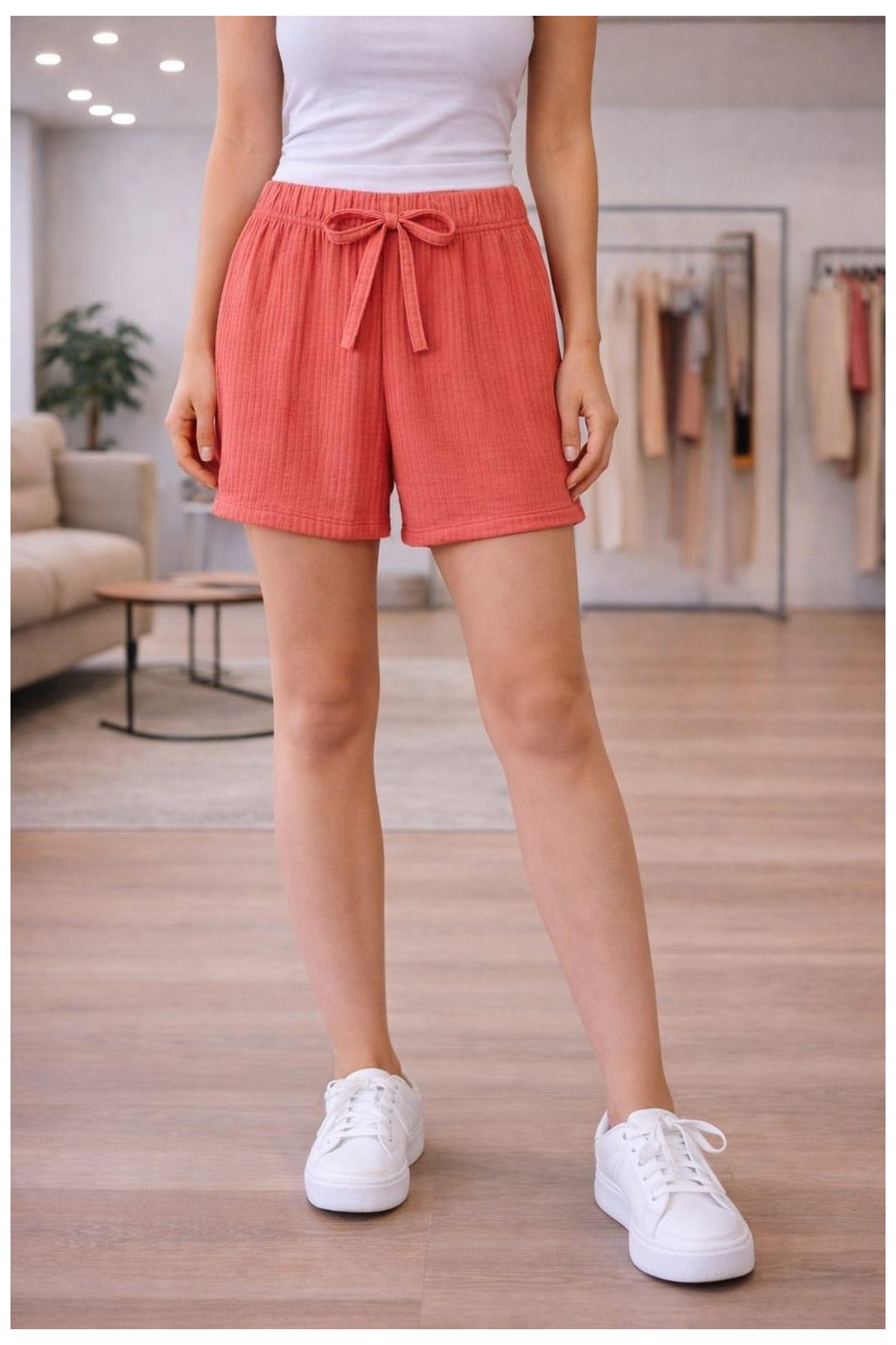 Org Marka Store Fleur 3 Lu Set Bel Lastıklı Sus Bagcıklı Cepsız Trıl Trıl Penye Short görsel 2