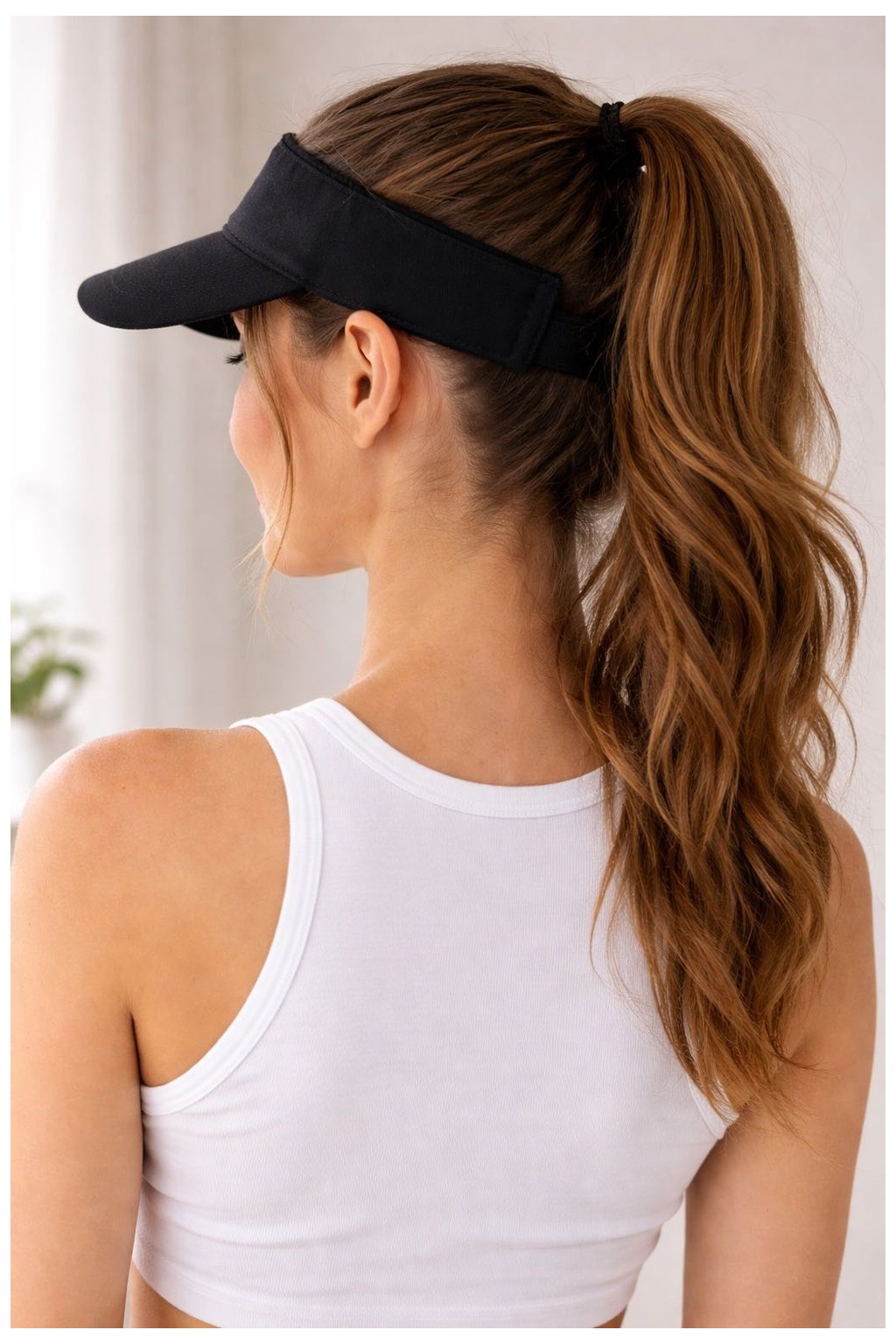CosmoOutlet Siyah Kadın Spor Vizör Şapka Yazlık Güneşlik Ayarlanabilir Açık Üst Plaj Tenis Koşu Şapkası görsel 5