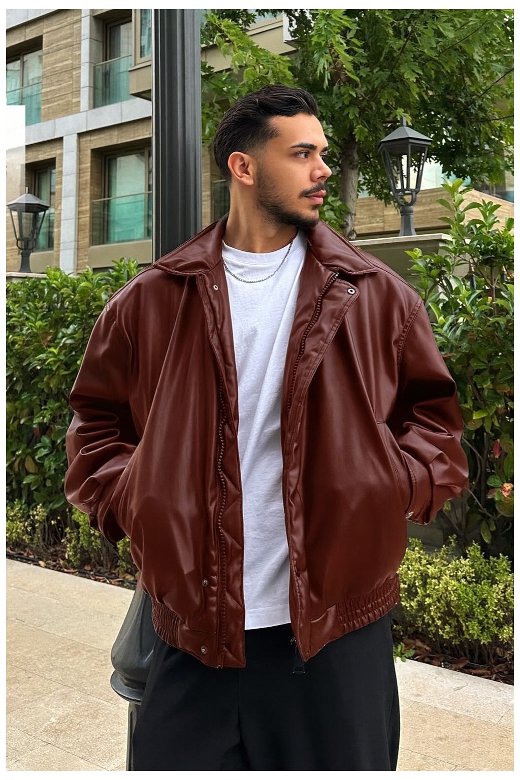 Çerme Vintage Erkek Oversize Siyah Deri Ceket görsel 8