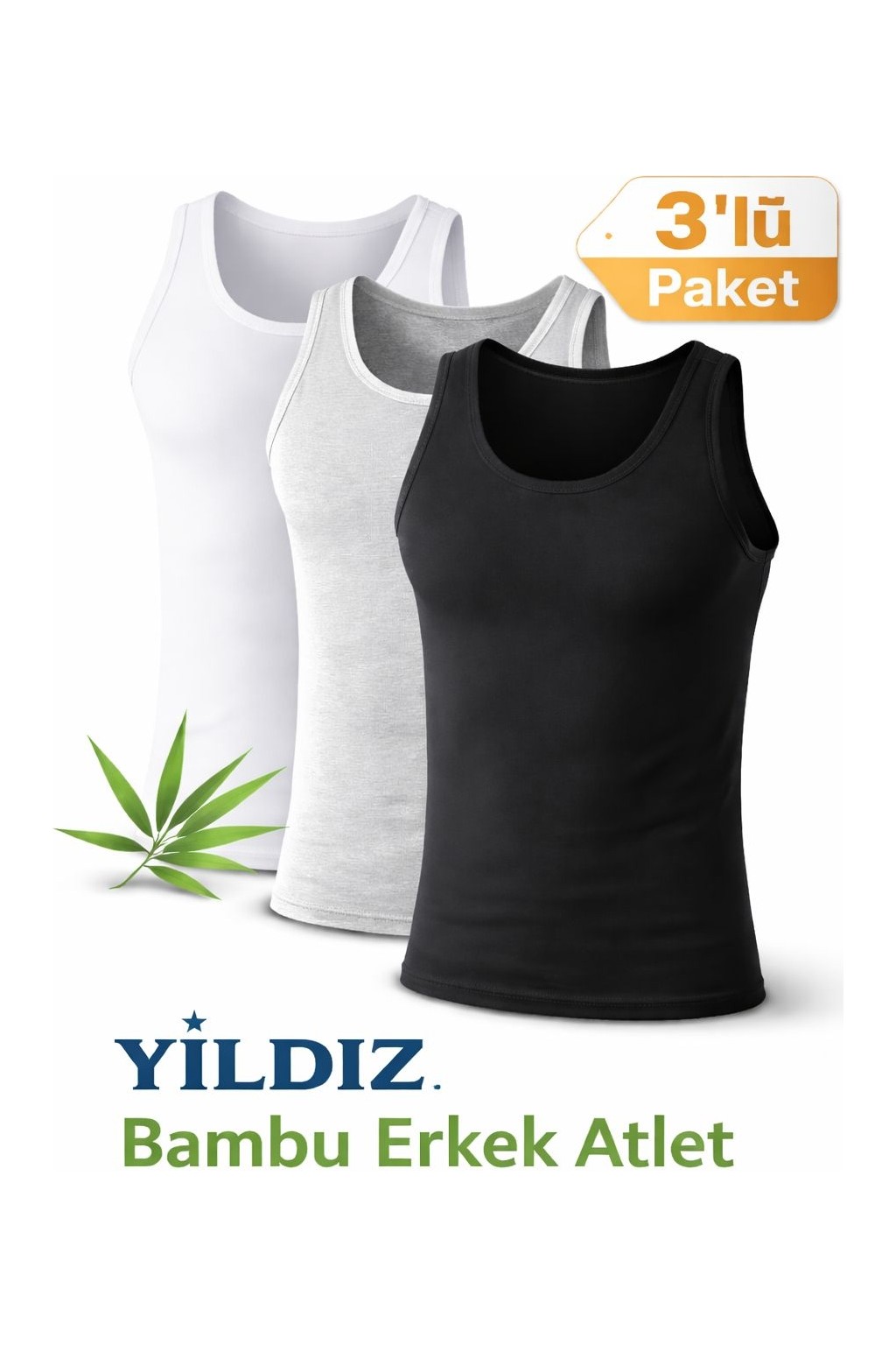 Yıldız 3'lü Erkek Bambu Likralı Atlet 315 görsel 6