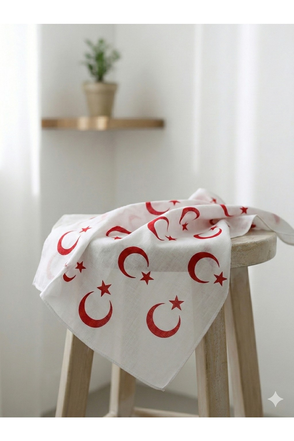 Sibel Günay Butik Türk Bayraklı Kırmızı Fular / Bandana | Unisex | 52*53 cm görsel 5