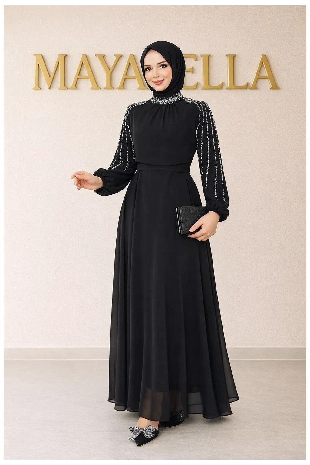 MayaBella Maya Bella Kolları Işlemeli Tesettür Abiye