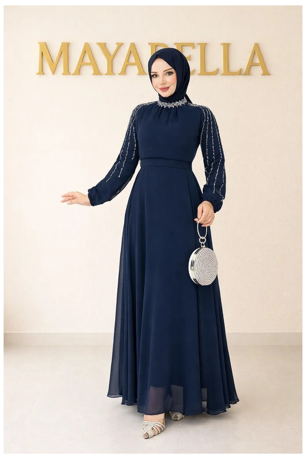 MayaBella Maya Bella Kolları Işlemeli Tesettür Abiye görsel 4
