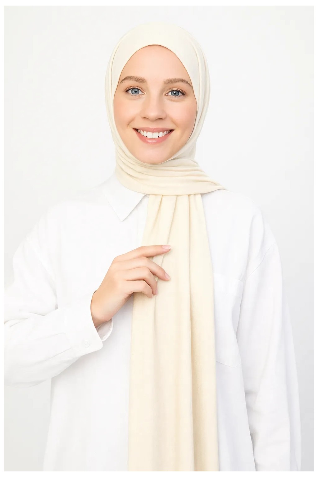 Moda Nokta Hazır Pratik Geçmeli Lüks Organik Düz Penye Şal Eşit Hizalı Taba görsel 4
