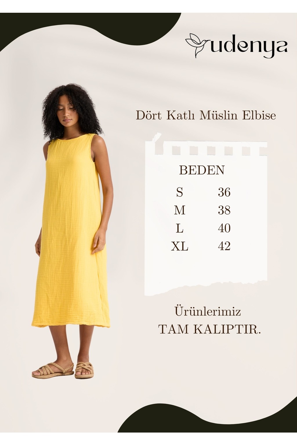 Udenya Dört Katlı Müslin Elbise görsel 6