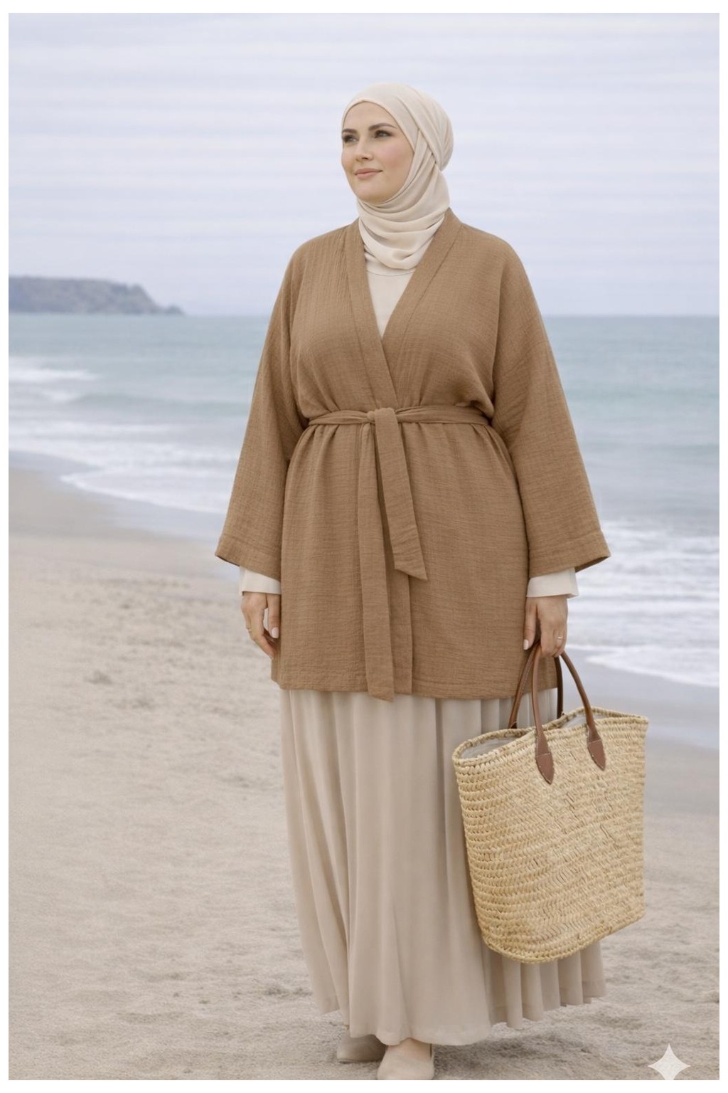 Cng Moda Büyük Beden Muslin Kimono görsel 4
