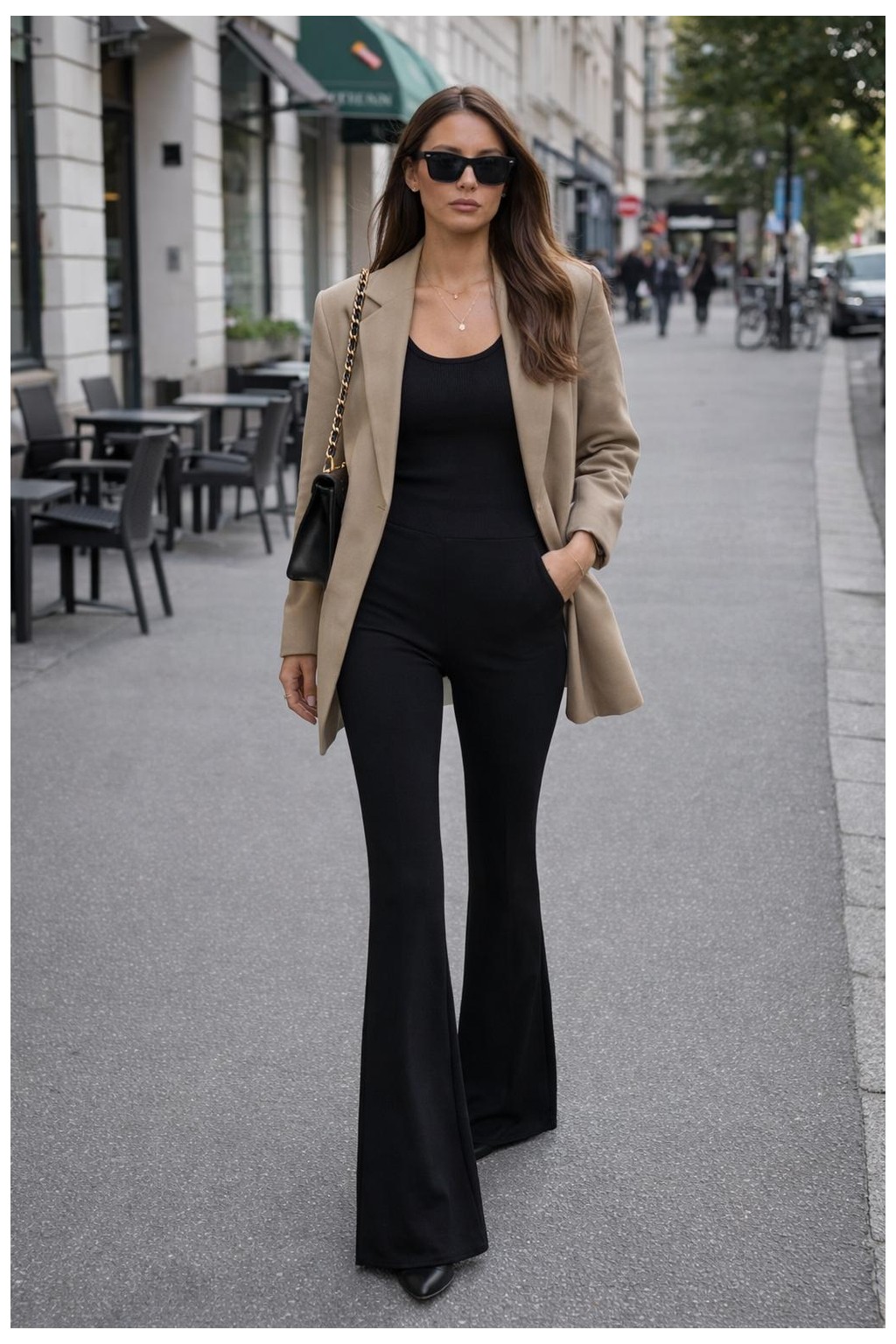Thin Shop Ispanyol Paça Gündüz Gece Kullanışlı Toparlayıcı Çelik Kumaş Pantalon