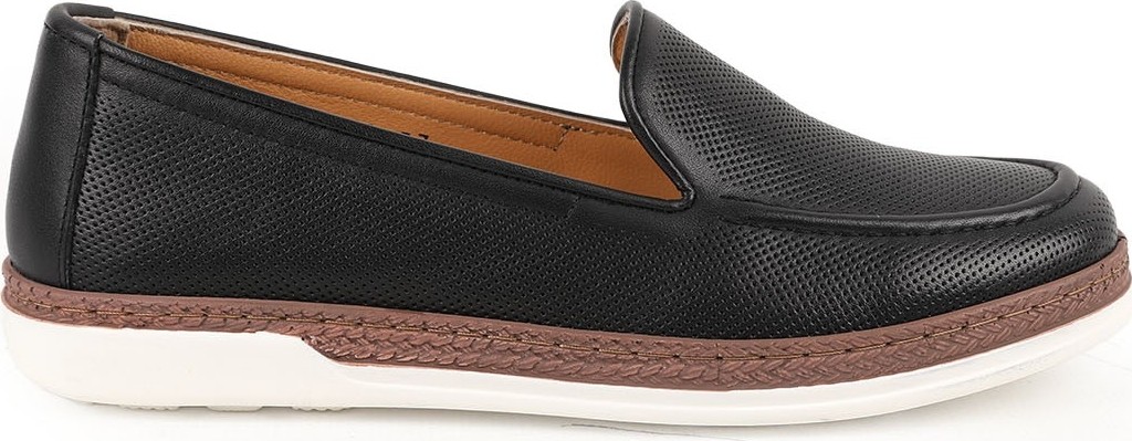 Libero L10.2080 Hakiki Deri Lazer Delikli Jüt Şerit Detaylı Ortopedik Düz Taban Kadın Comfort Loafer Anne Ayakkabısı görsel 6