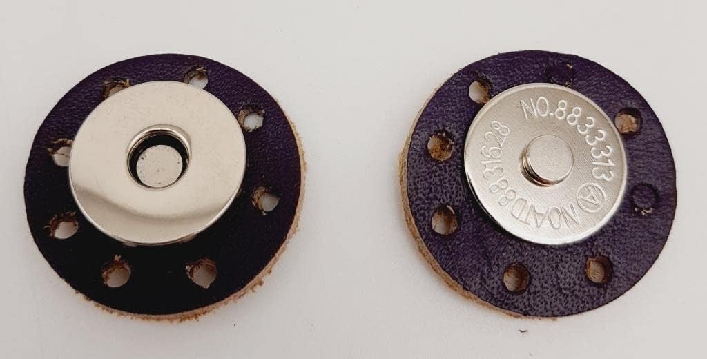 Renas Store Aksesuar Gerçek Derili Mıknatıslı Çıtçıt Mor Gümüş Metalli