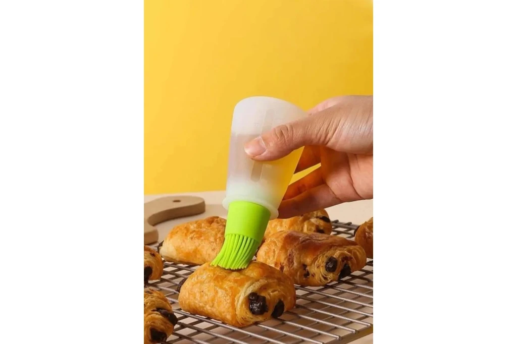 Resim 60 ml Silikon Yağ Fırça Şişesi Yumurta Sos Sürme Yağlama Fırçası Ucu Silikon Fırçalı Yağdanlık 