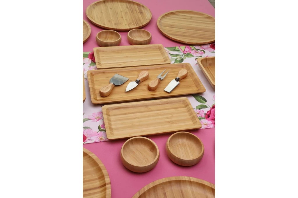 Resim Atbyhome Fern 6 Kişilik 19 Parça Doğal Bambu Kahvaltı Takımı – Kahvaltı Seti Sunum Seti 