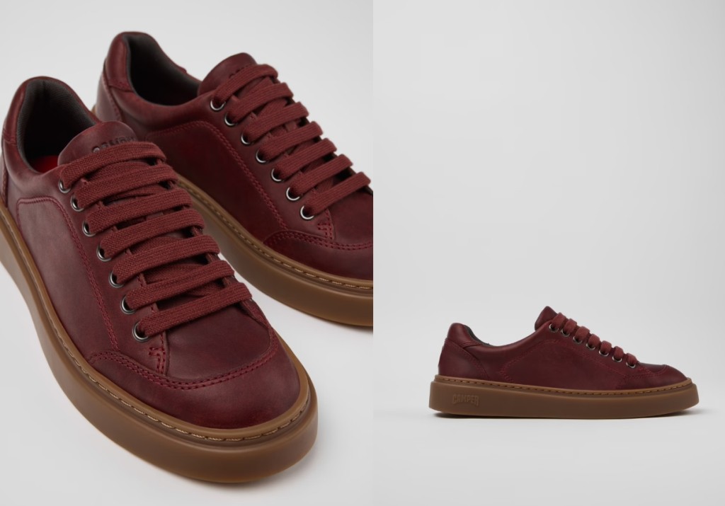 Camper Runner Twentyfive Kadınlar Için Bordo Deri Spor Ayakkabılar.