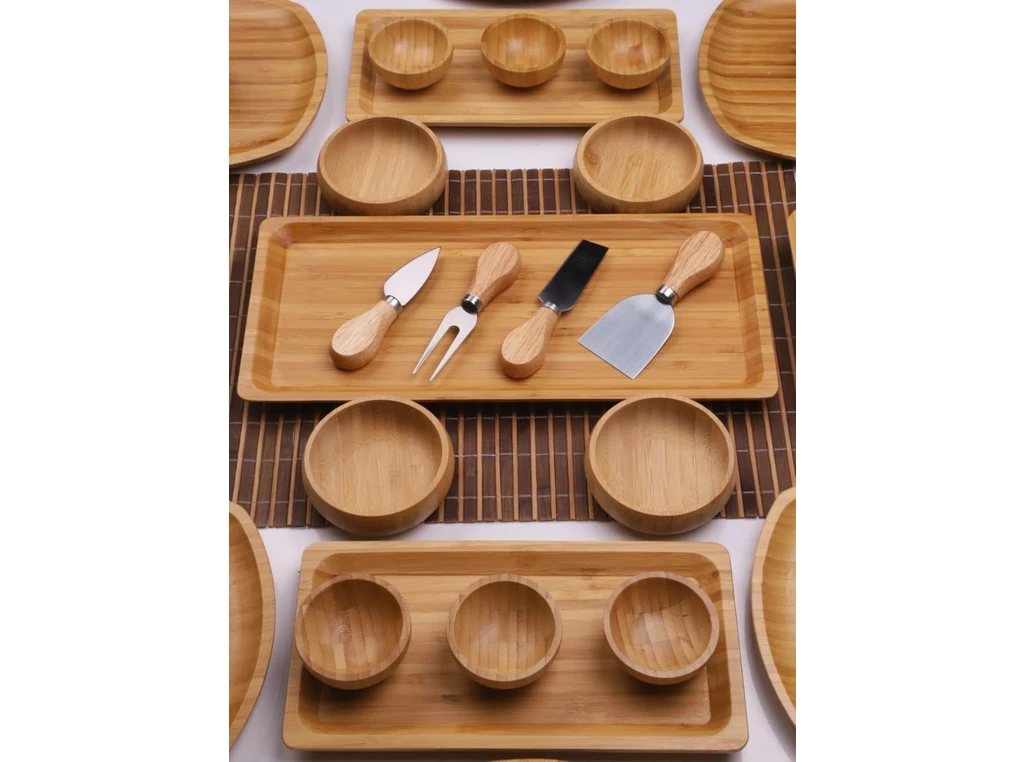 Resim Atbyhome Bambu Loft 6 Kişilik 31 Parça Doğal Bambu Kahvaltı Takımı - Kahvaltı Seti Sunum Seti 